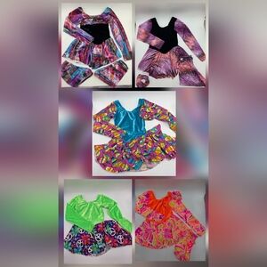 5 pcs Ice Figure Skating Dress Child Small Velvet Dance Costume with Skate Cover